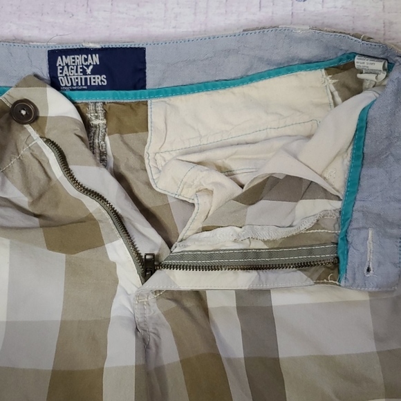 AEO Plaid Flat Front Men's Shorts - Picture 6 of 8